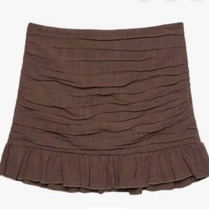 stradivarius Brown Ruched Mini Skirt
